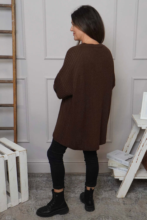Irma Heart Sleeve Knitted Jumper Cocoa - Image 4