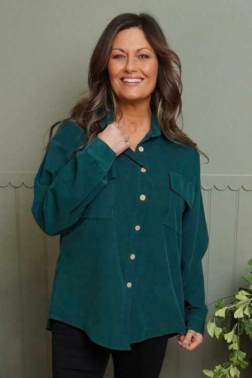 Tonya Needlecord Jacket Bottle Green - Image 2