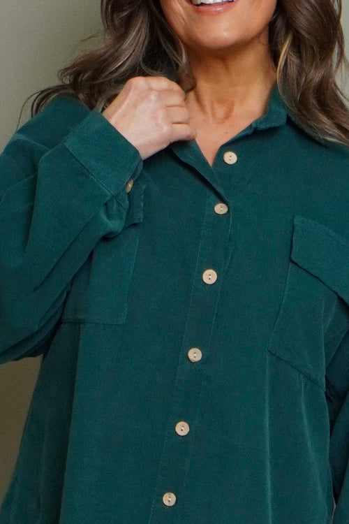 Tonya Needlecord Jacket Bottle Green - Image 5