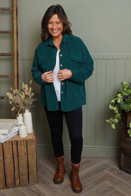 Tonya Needlecord Jacket Bottle Green - Image 3