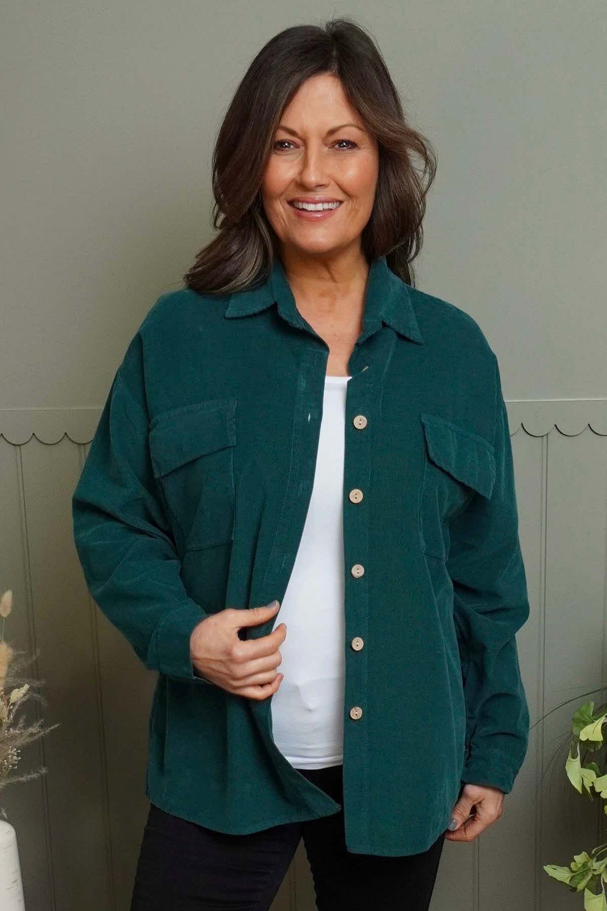 Tonya Needlecord Jacket Bottle Green