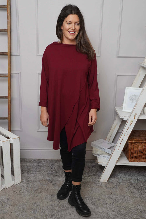 Nelle Cowl Cotton Top Wine - Image 1