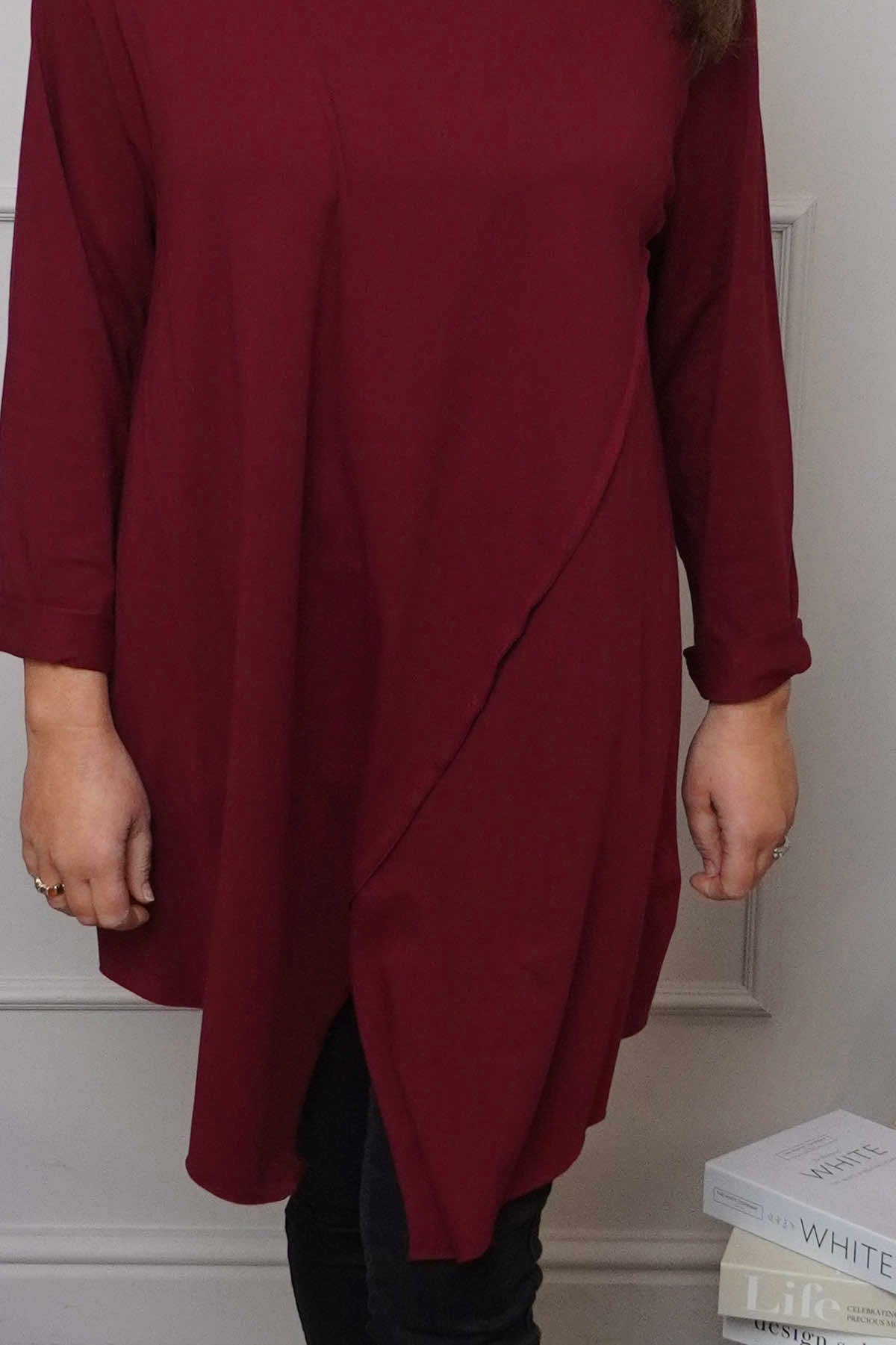Nelle Cowl Cotton Top Wine