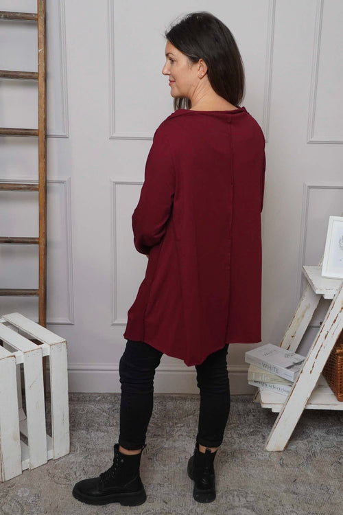 Nelle Cowl Cotton Top Wine - Image 4
