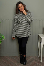 Dortha Stripe Cowl Knit Top Khaki Khaki - Dortha Stripe Cowl Knit Top Khaki