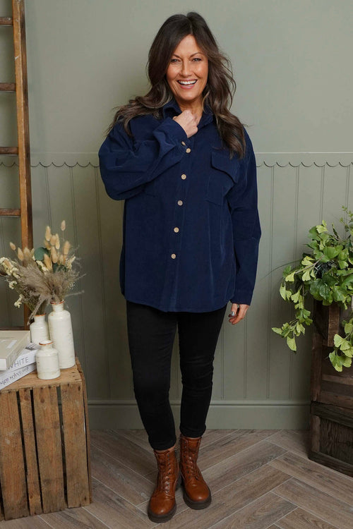 Tonya Needlecord Jacket Navy - Image 1