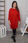 Nelle Cowl Cotton Top Red