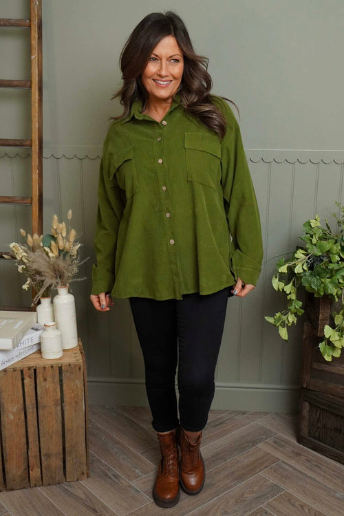 Tonya Needlecord Jacket Olive - Image 1