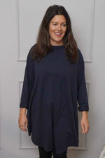 Nelle Cowl Cotton Top Navy Navy - Nelle Cowl Cotton Top Navy