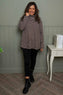 Dortha Stripe Cowl Knit Top Cocoa