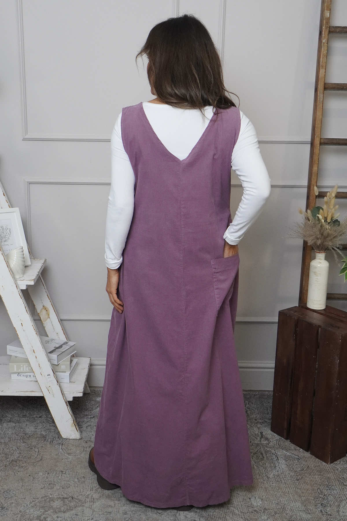 Cara Needlecord Dress Purple