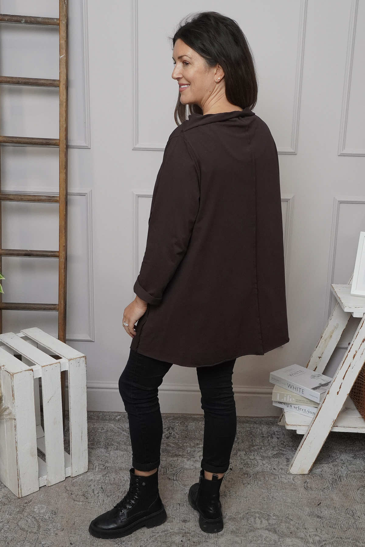 Nelle Cowl Cotton Top Cocoa