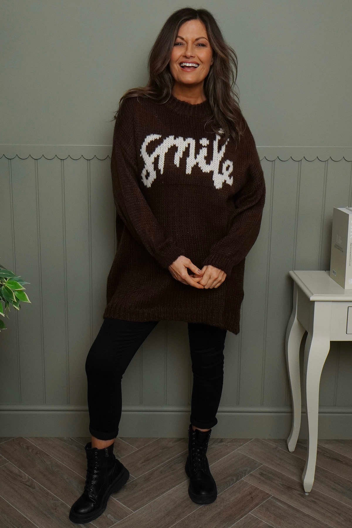 Smile Knitted Jumper Cocoa