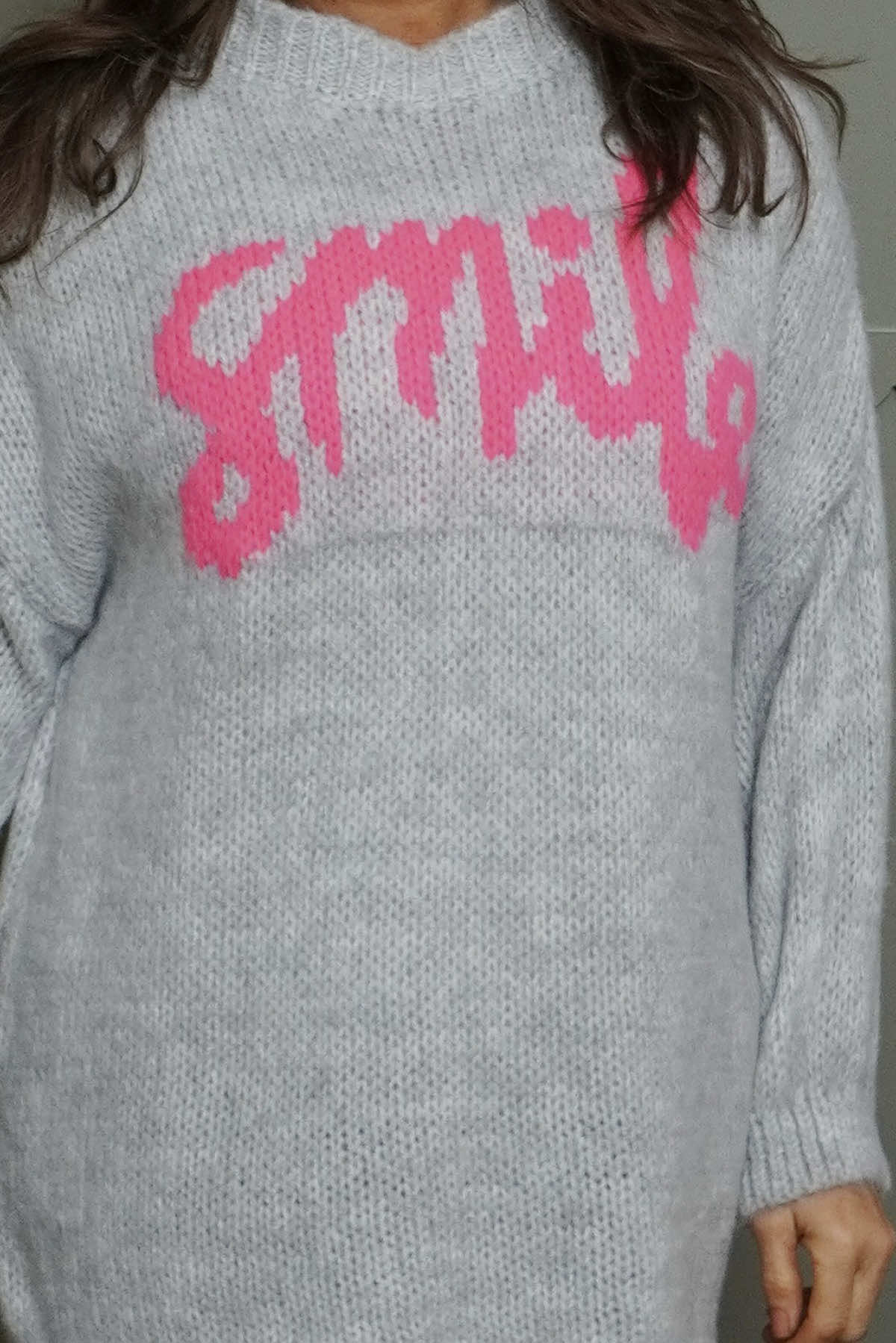 Smile Knitted Jumper Grey