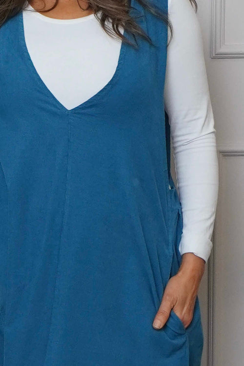 Cara Needlecord Dress Teal - Image 3