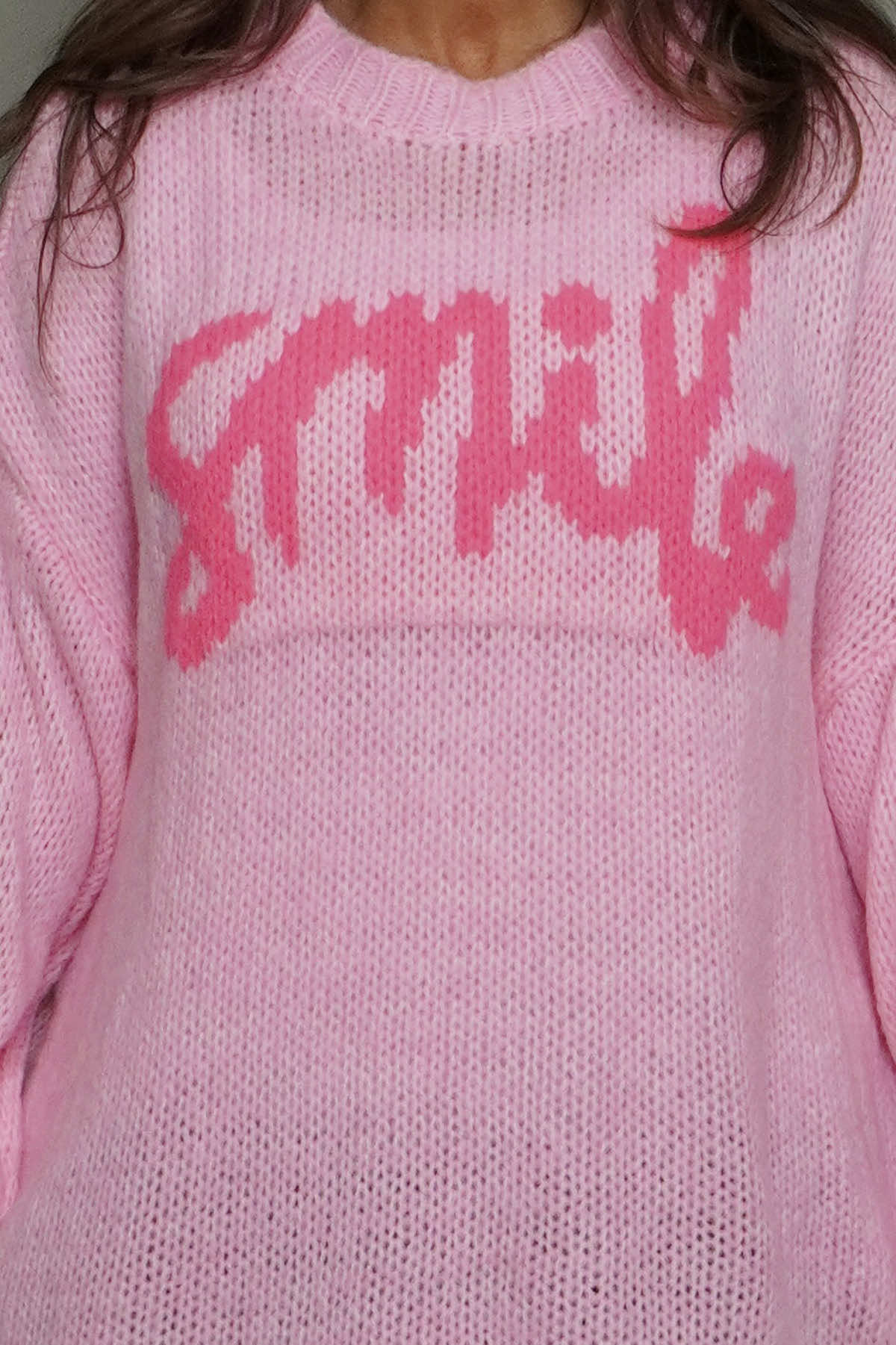 Smile Knitted Jumper Pink