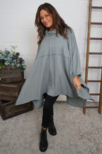 Posy Cowl Oversized Cotton Top Mid Grey Mid Grey - Posy Cowl Oversized Cotton Top Mid Grey