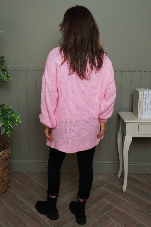Smile Knitted Jumper Pink - Image 4