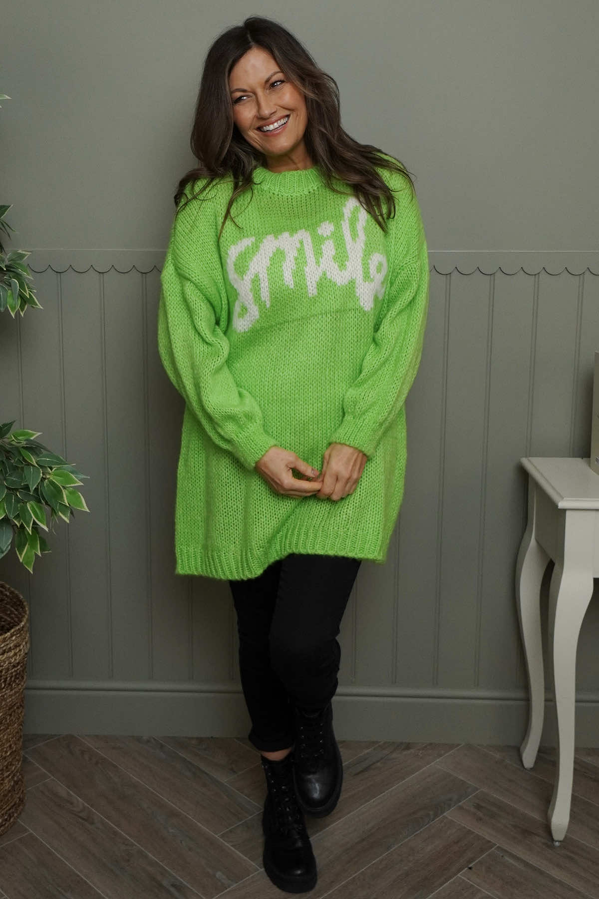 Smile Knitted Jumper Green