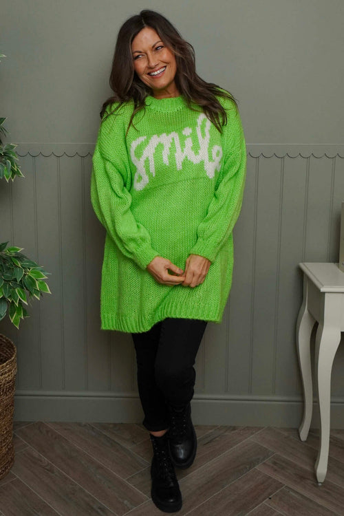 Smile Knitted Jumper Green - Image 2