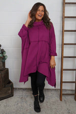 Posy Cowl Oversized Cotton Top Berry Berry - Posy Cowl Oversized Cotton Top Berry