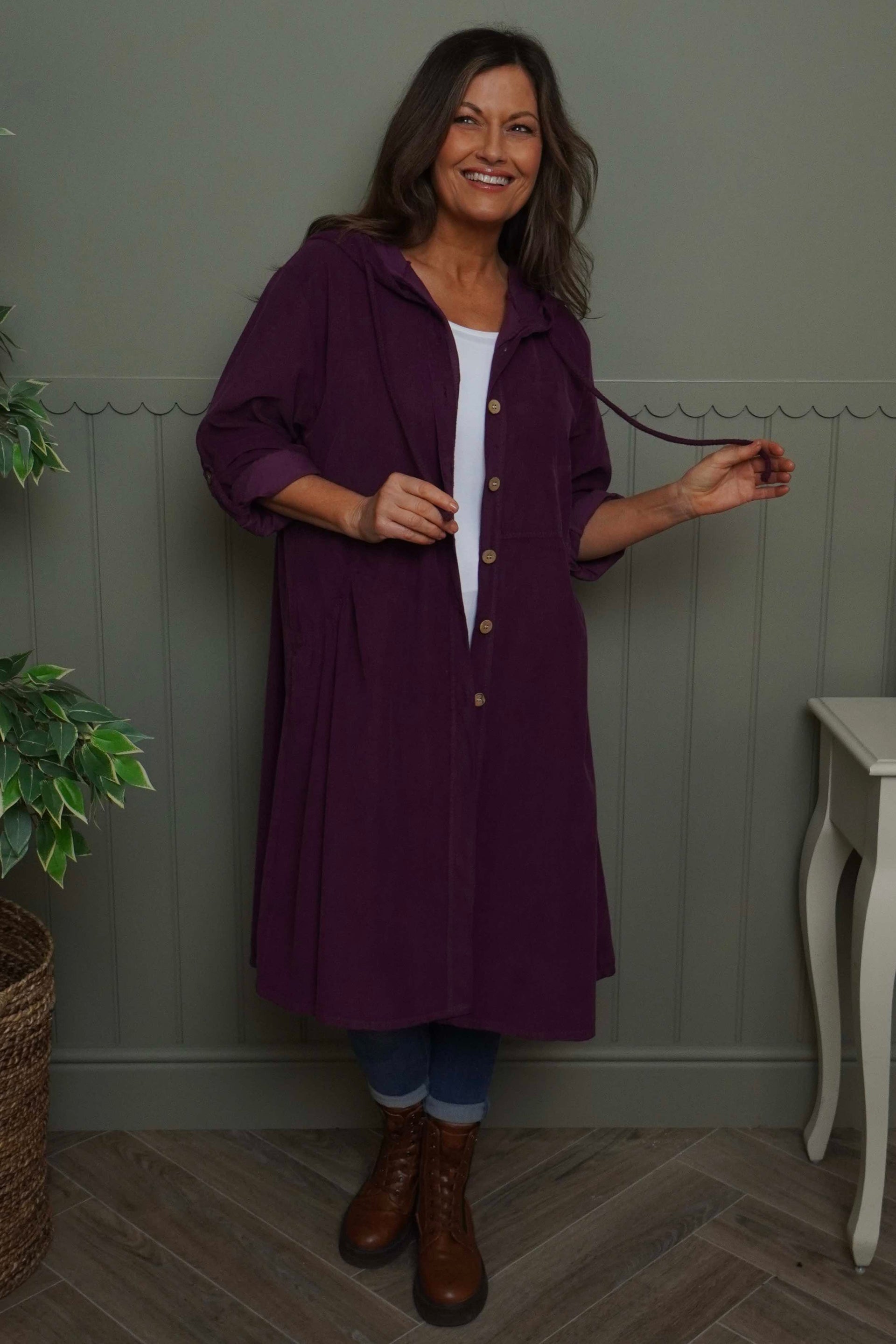 Sian Hooded Needlecord Jacket