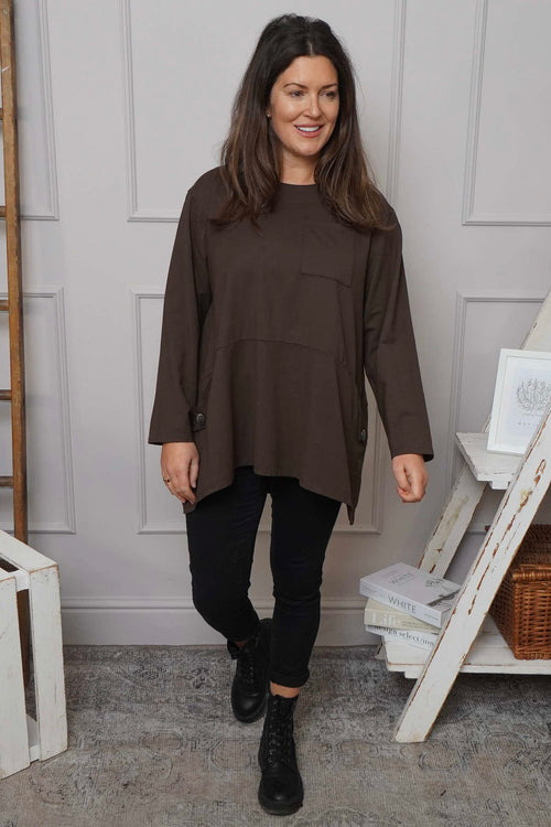 Angelina Pocket Cotton Top Cocoa - Image 1