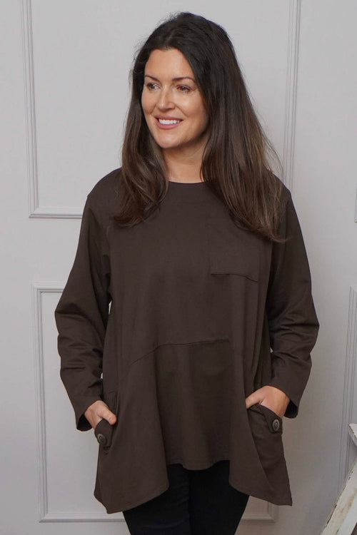 Angelina Pocket Cotton Top Cocoa - Image 2