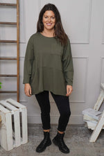 Angelina Pocket Cotton Top Khaki Khaki - Angelina Pocket Cotton Top Khaki