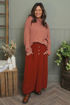 Zinnia Needlecord Skirt Burnt Orange