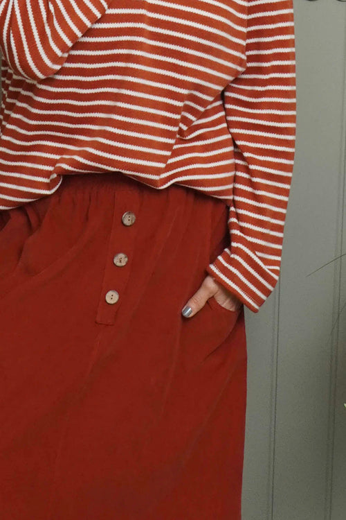Zinnia Needlecord Skirt Burnt Orange - Image 3