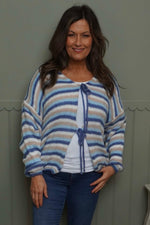 Merlyn Stripe Tie Knitted Cardigan Blue Blue - Merlyn Stripe Tie Knitted Cardigan Blue