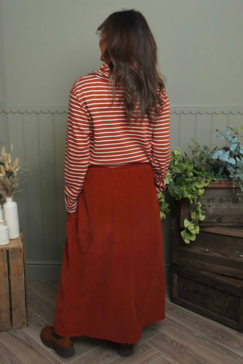 Zinnia Needlecord Skirt Burnt Orange - Image 4