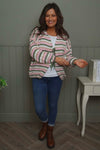 Merlyn Stripe Tie Knitted Cardigan Khaki