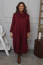 Maris Snood Cotton Dress Wine Wine - Maris Snood Cotton Dress Wine