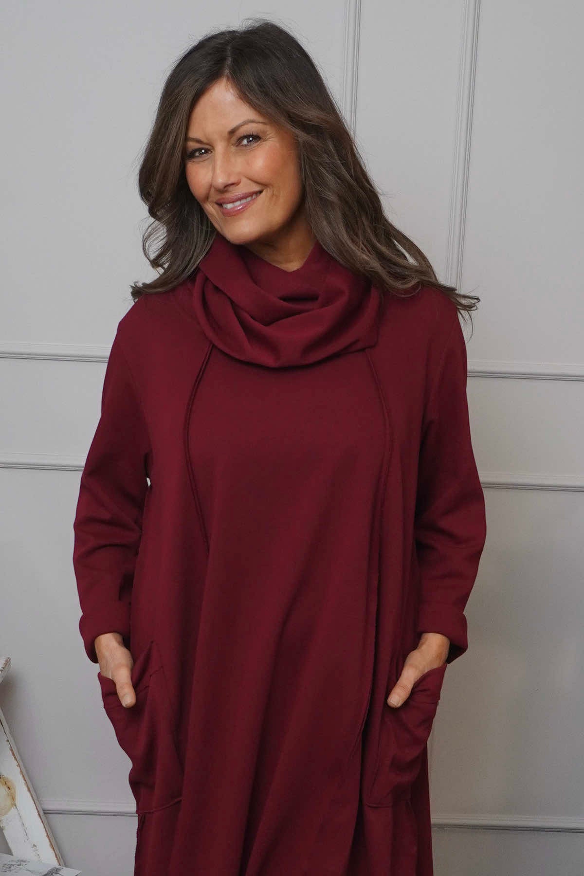 Maris Snood Cotton Dress Wine