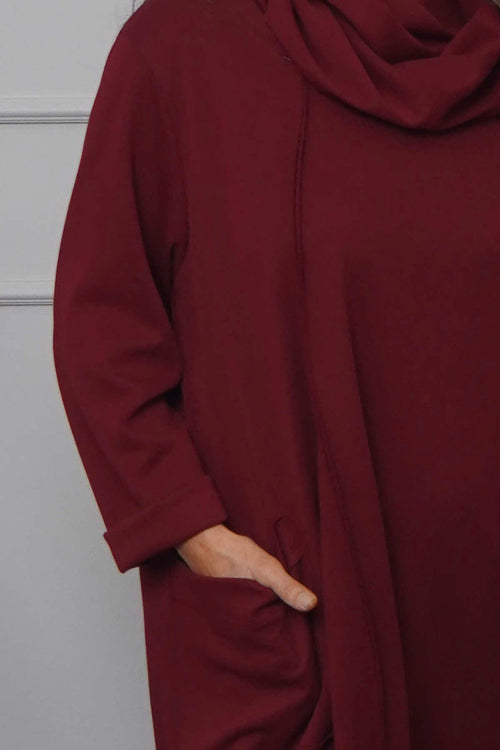 Maris Snood Cotton Dress Wine - Image 4