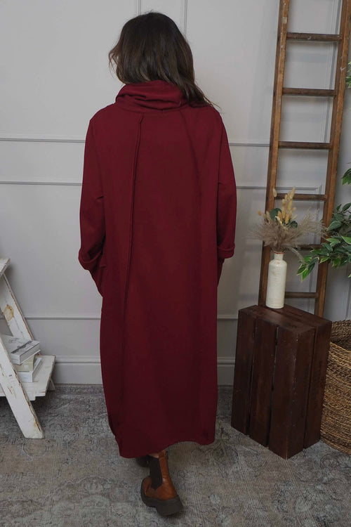 Maris Snood Cotton Dress Wine - Image 3