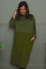Libby Cowl Neck Cotton Dress Olive