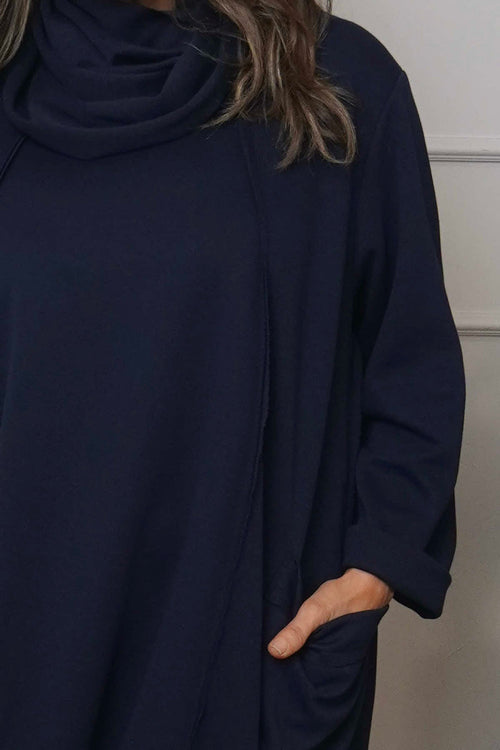 Maris Snood Cotton Dress Navy - Image 3