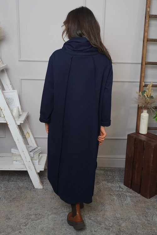 Maris Snood Cotton Dress Navy - Image 4