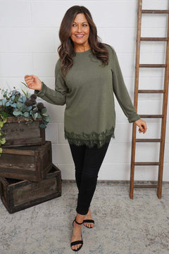 Chantelle Lace Detail Top Khaki
