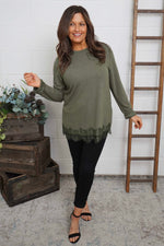 Chantelle Lace Detail Top Khaki Khaki - Chantelle Lace Detail Top Khaki