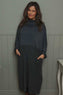 Libby Cowl Neck Cotton Dress Charcoal