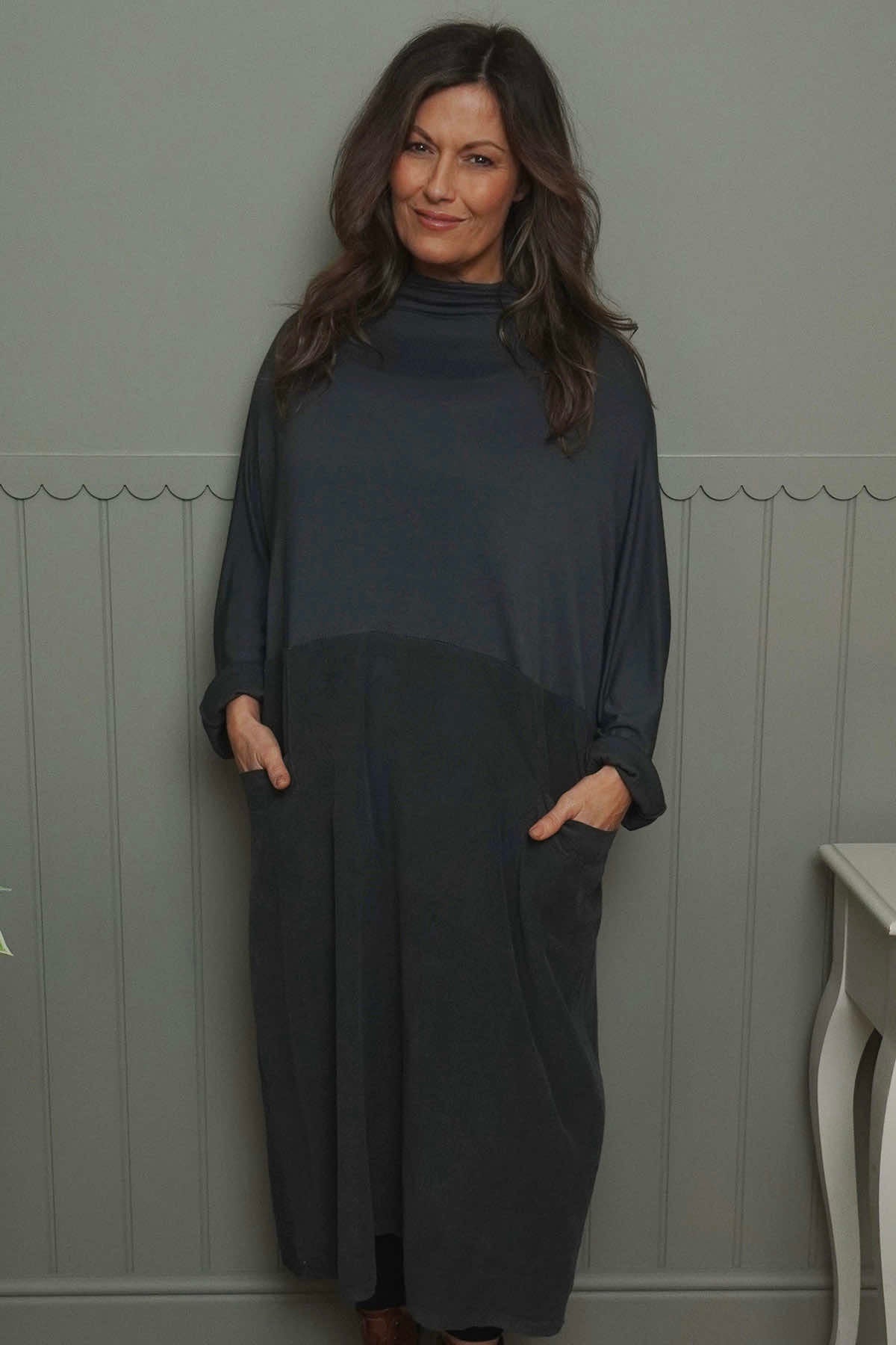 Libby Cowl Neck Cotton Dress