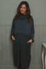 Libby Cowl Neck Cotton Dress Charcoal