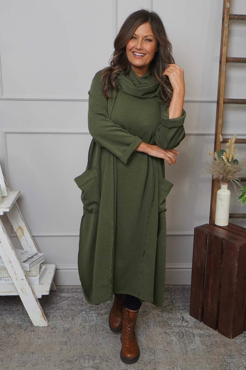 Maris Snood Cotton Dress Khaki - Image 1