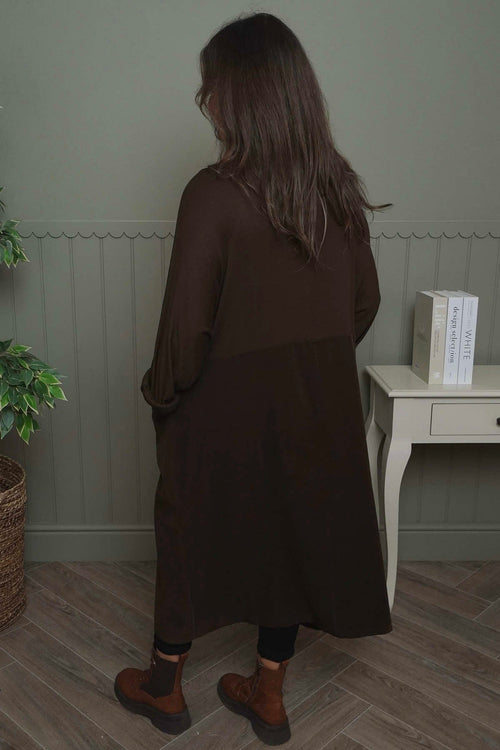 Libby Cowl Neck Cotton Dress Cocoa - Image 4