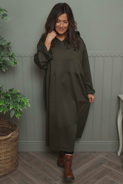 Saskia Hooded Dress Khaki - Image 1