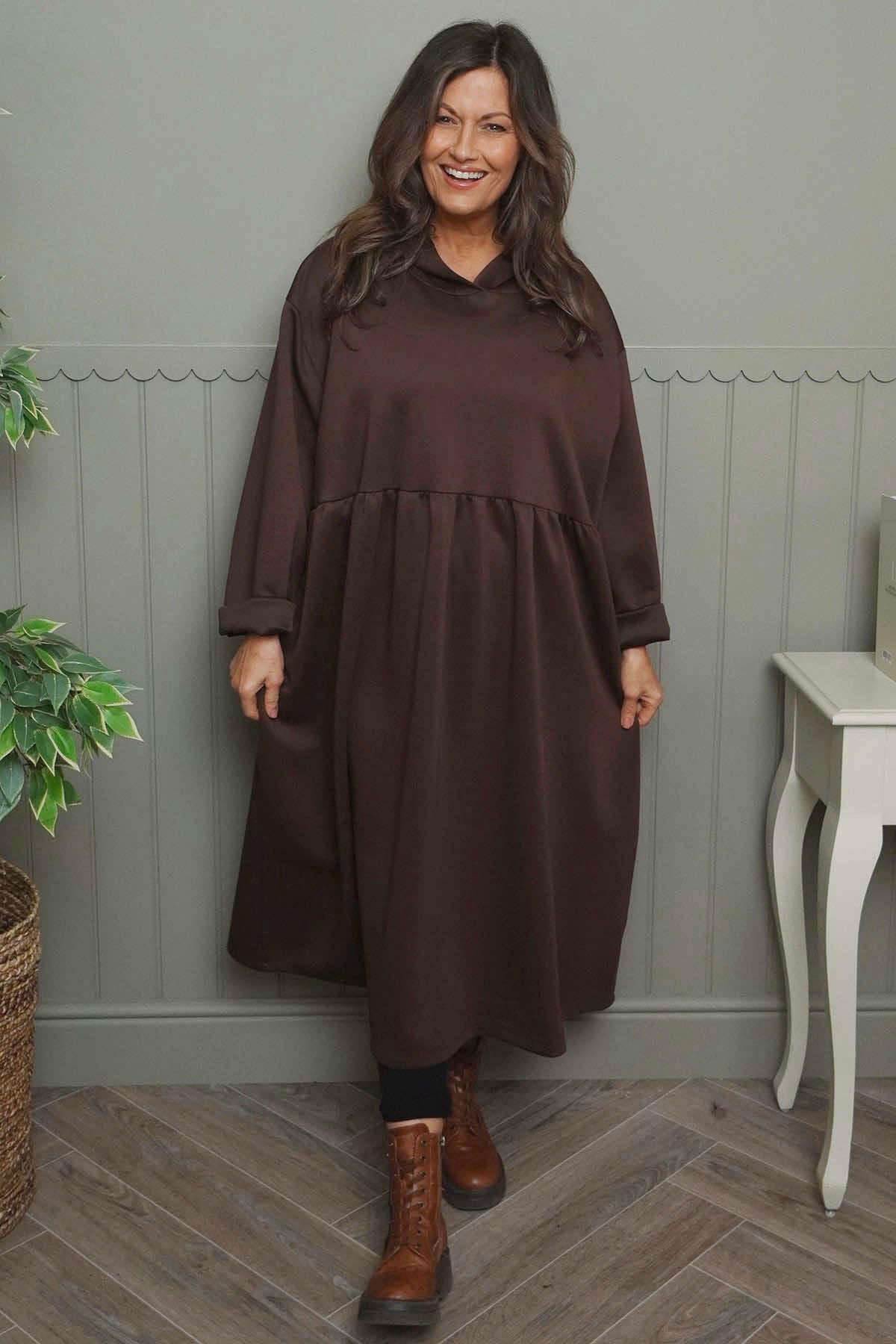 Saskia Hooded Dress Cocoa